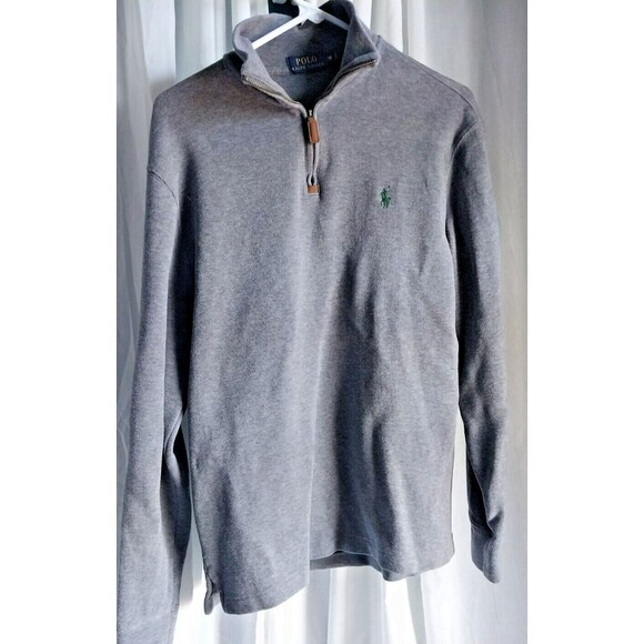 Polo Ralph Lauren 41381 Cotton Gray Quarter Zip Pullover Sweater Mens Medium - Picture 1 of 9